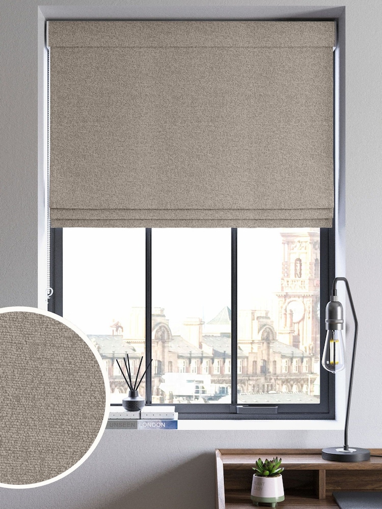 Natural Boucle Made to Measure Roman Blind - Image 1 of 6