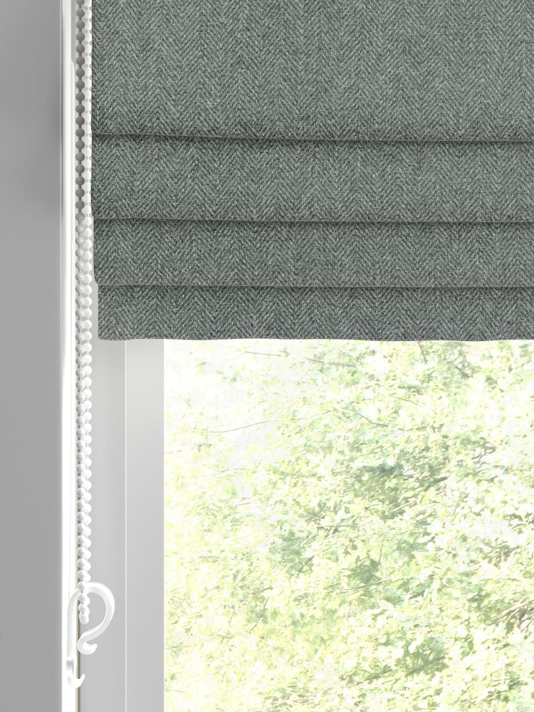 Teal Blue Herringbone Made to Measure Roman Blinds - Image 2 of 6 Teal Blue Herringbone Made to Measure Roman Blinds - Image 2 of 6