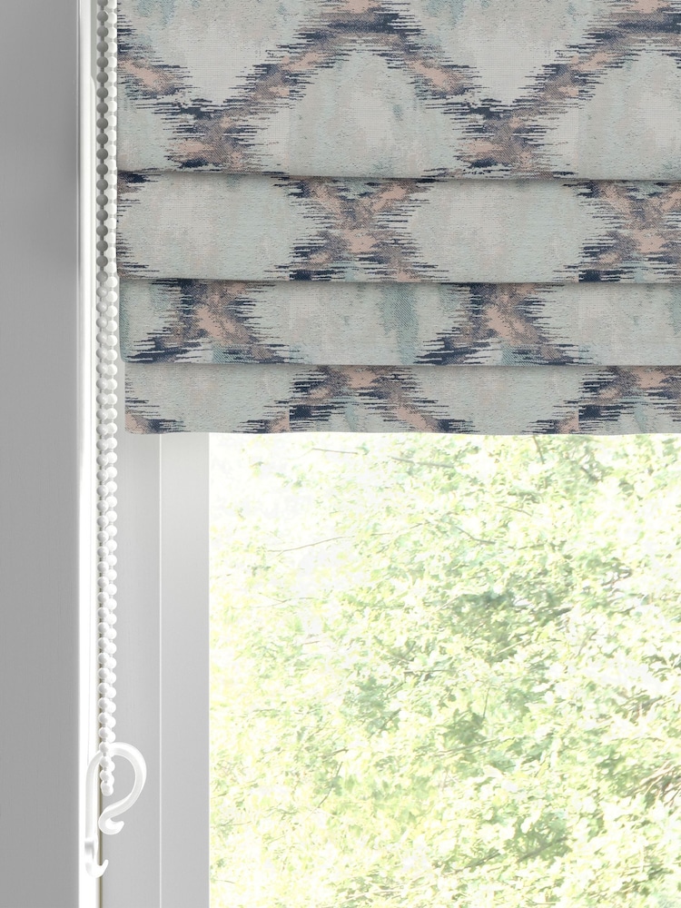 Blue Abstract Geo Jacquard Made to Measure Roman Blinds - Image 2 of 6