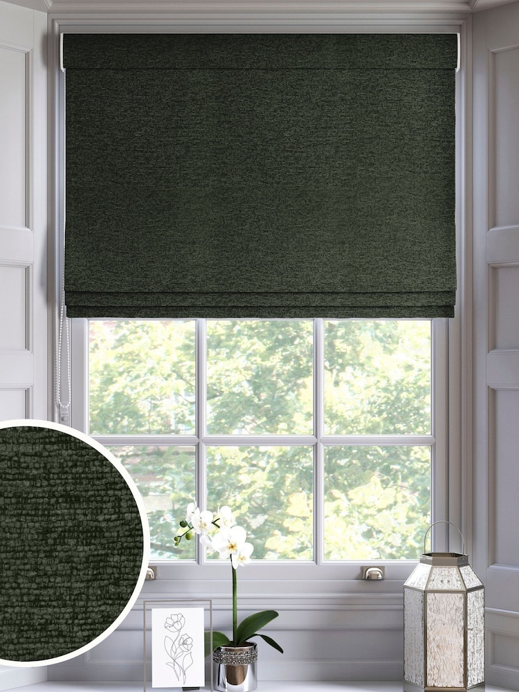 Green Boucle Made to Measure Roman Blinds - Image 1 of 6 Green Boucle Made to Measure Roman Blinds - Image 1 of 6