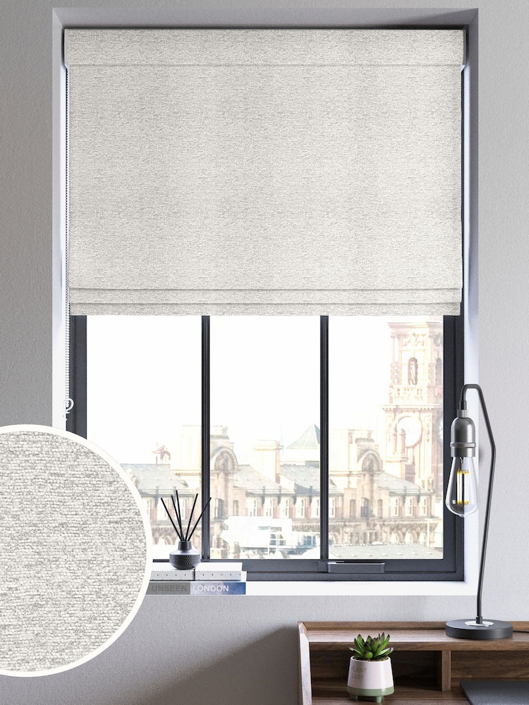 Grey Boucle Made to Measure Roman Blinds - Image 1 of 6