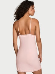 Victoria's Secret Purest Pink Modal Lace Trim Tie Front Slip Dress - Image 2 of 2