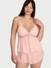 Victoria's Secret Purest Pink Lace Trim Modal Cami Set - Image 1 of 2