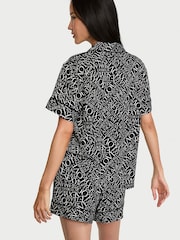 Victoria's Secret Black Newspaper Print Satin Short Pyjamas Set - Image 2 of 3