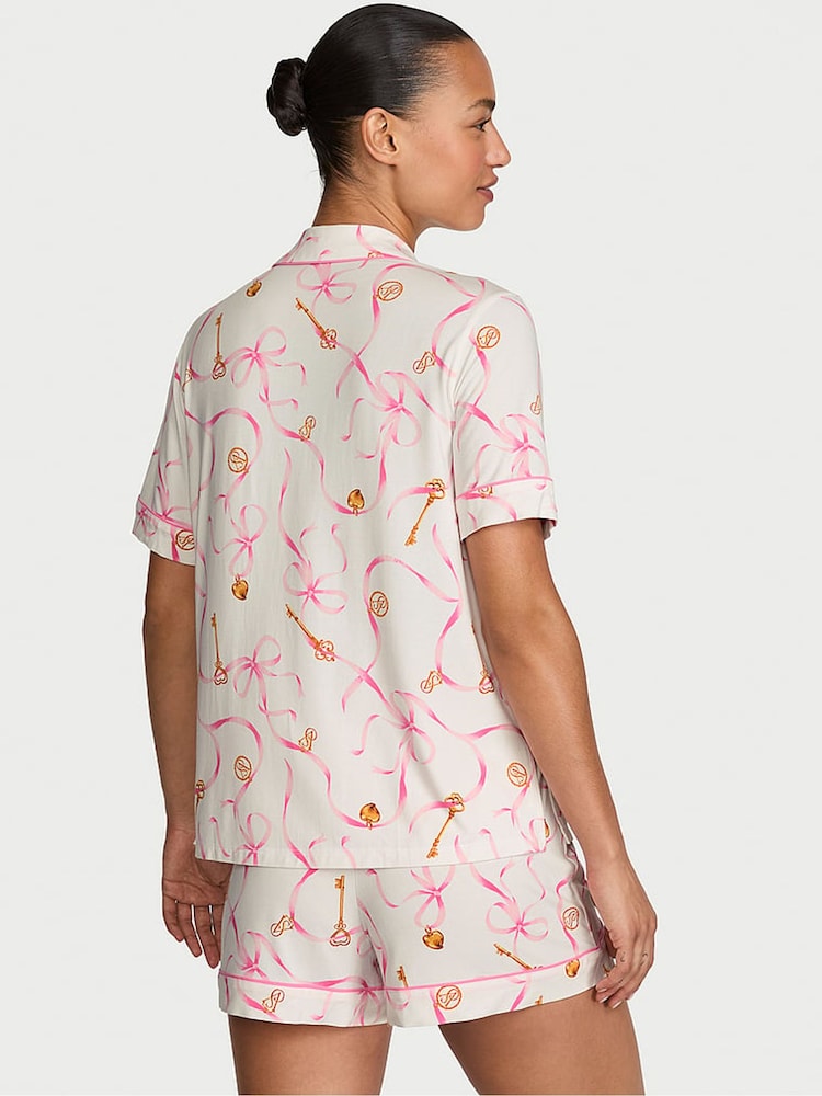 Victoria's Secret White Bow & Key Modal Short Pyjamas Set - Image 2 of 3