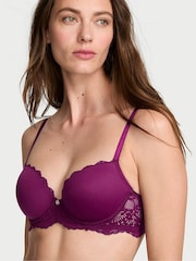 Victoria's Secret Rhubarb Purple Lace Trim Lightly Lined Demi Bra - Image 1 of 2