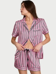 Victoria's Secret Pink Stripe Satin Short Pyjamas Set - Image 1 of 3