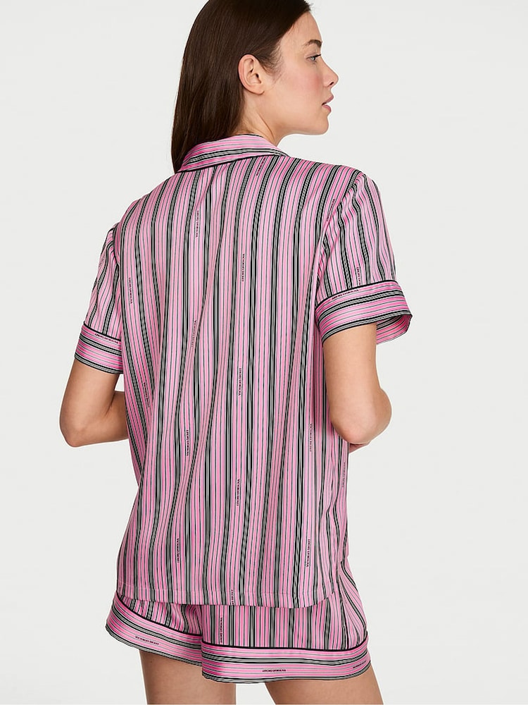 Victoria's Secret Pink Stripe Satin Short Pyjamas Set - Image 2 of 3