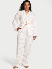 Victoria's Secret Coconut White Polka Dot Heritage Cotton Long Pyjamas Set - Image 1 of 2