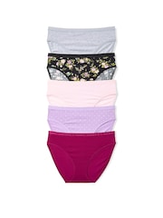 Victoria's Secret Grey/Black/Pink/Purple Brief 5 Pack Knickers - Image 1 of 3