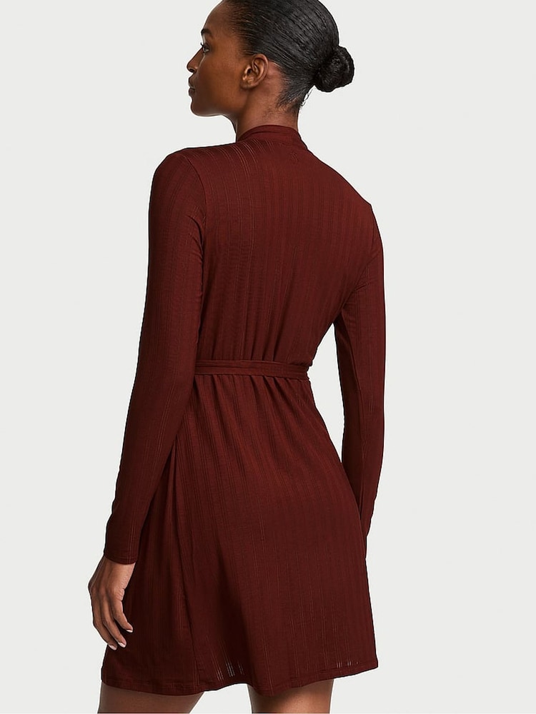 Victoria's Secret Cherrywood Brown Modal Ultra Fine Short Robe - Image 2 of 3 Victoria's Secret Cherrywood Brown Modal Ultra Fine Short Robe - Image 2 of 3