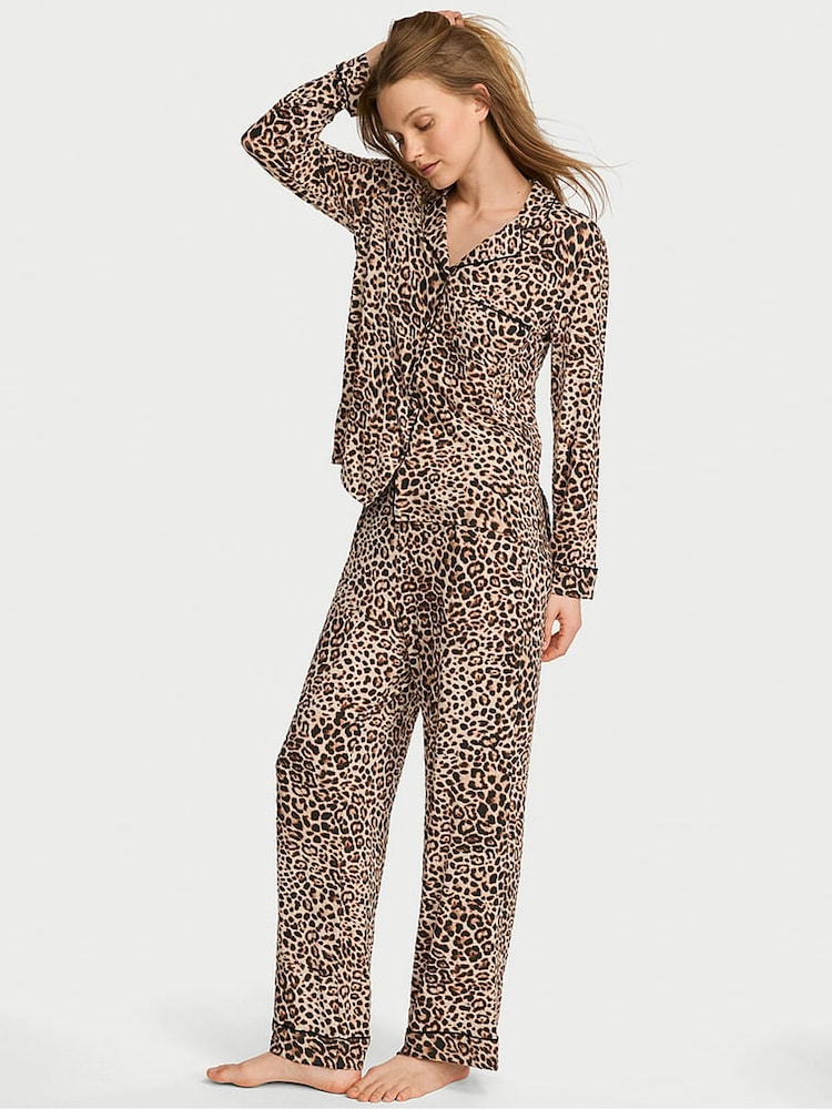 Victoria's Secret Leopard Brown Modal Long Pyjamas Set - Image 1 of 3 Victoria's Secret Leopard Brown Modal Long Pyjamas Set - Image 1 of 3