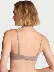 Victoria's Secret Iced Coffee Brown Full Cup Push Up Cotton Stripe Lace Trim Bra - Image 2 of 2