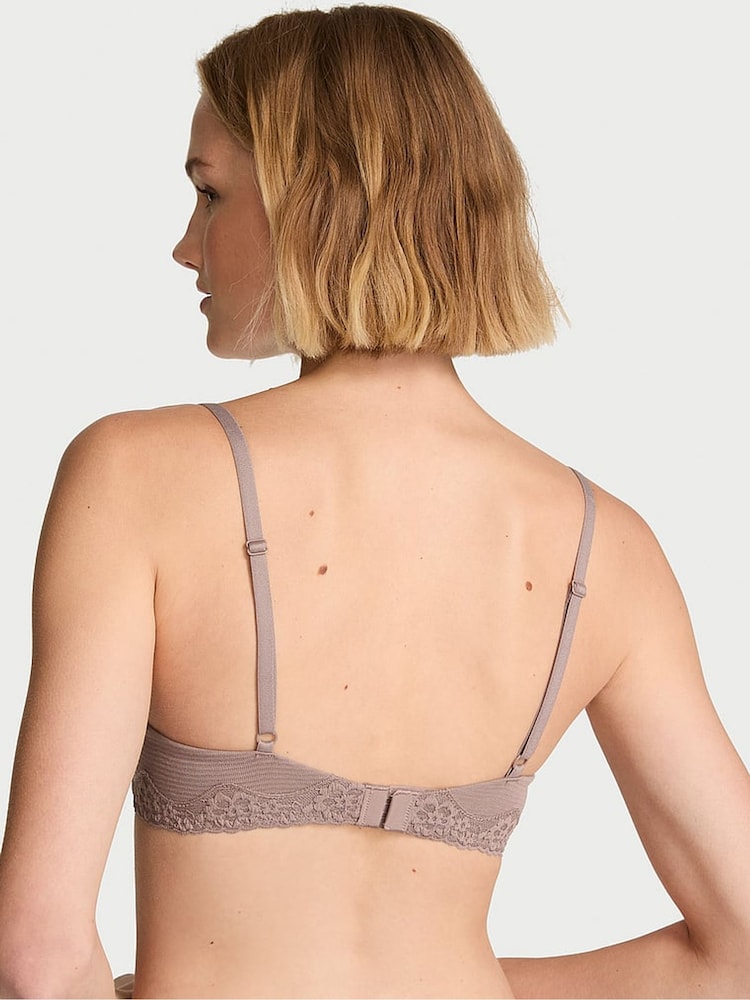 Victoria's Secret Iced Coffee Brown Full Cup Push Up Cotton Stripe Lace Trim Bra - Image 2 of 2 Victoria's Secret Iced Coffee Brown Full Cup Push Up Cotton Stripe Lace Trim Bra - Image 2 of 2