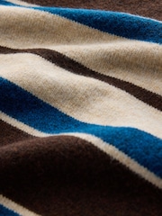 Neutral/Blue Stripe Cosy Knit Polo Shirt with Wool - Image 9 of 9