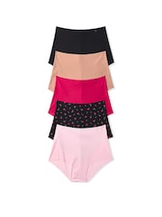 Victoria's Secret Black/Nude/Cherries/Pink Brief 5 Pack Knickers - Image 1 of 3