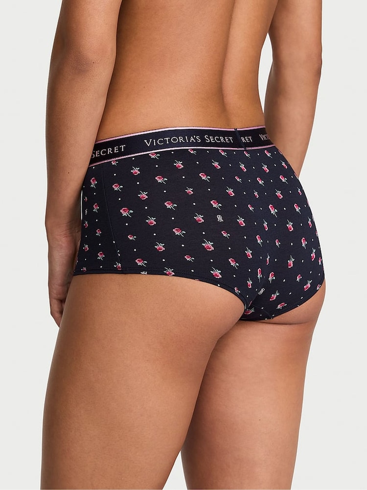Victoria's Secret Navy Blue Floral Short Logo Knickers - Image 2 of 2 Victoria's Secret Navy Blue Floral Short Logo Knickers - Image 2 of 2