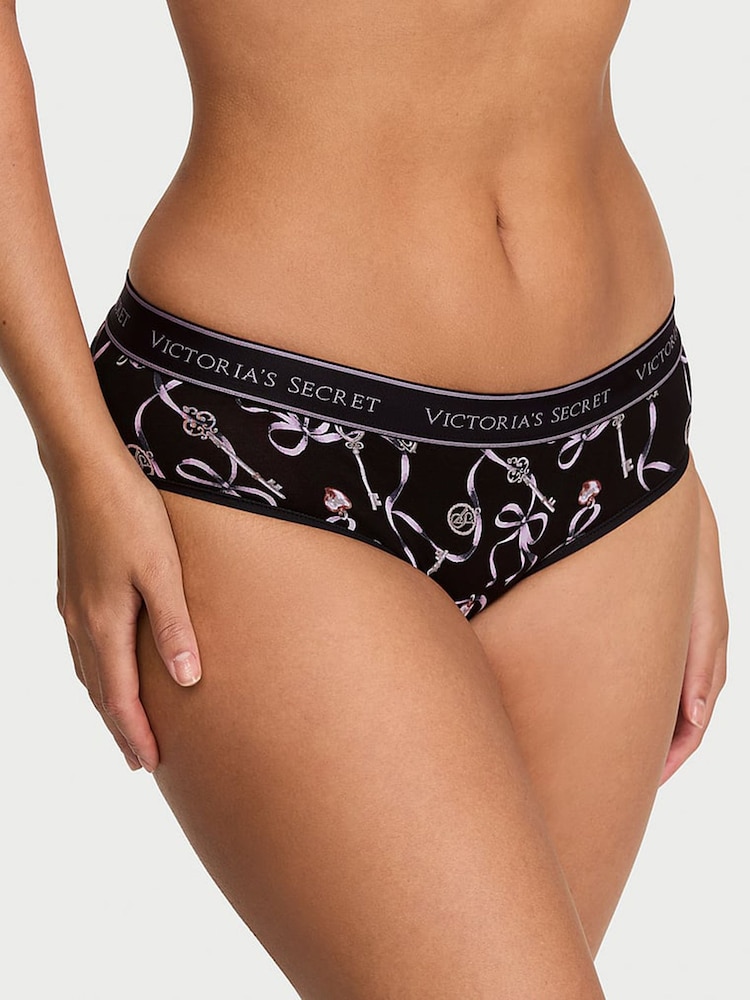 Victoria's Secret Black Key Ribbons Hipster Logo Knickers - Image 1 of 2