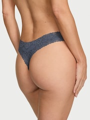 Victoria's Secret Bluestream Thong Cotton Stripe Lace Waist Knickers - Image 2 of 2