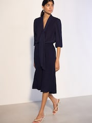 ネイビー - スカーフネック 長袖 ブラウス - 画像 3 / 5