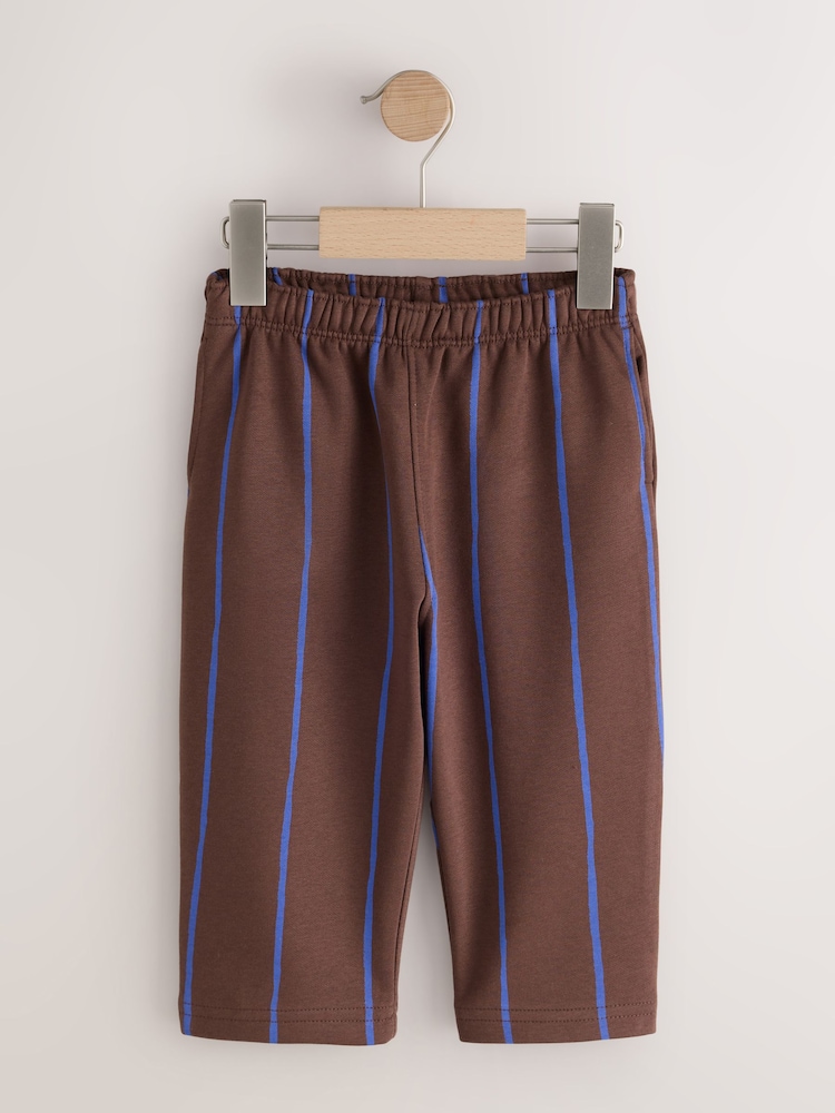 Blue/Brown Stripe Single Wide Leg Jersey Joggers (3mths-7yrs) - Image 1 of 4 Blue/Brown Stripe Single Wide Leg Jersey Joggers (3mths-7yrs) - Image 1 of 4