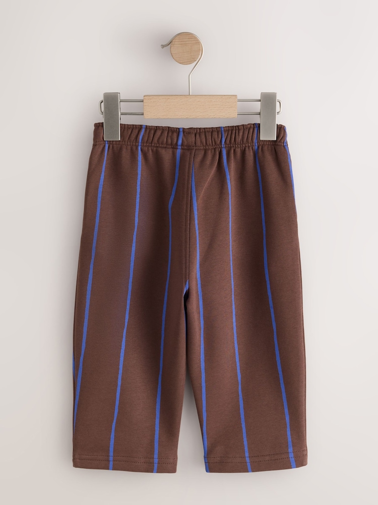 Blue/Brown Stripe Single Wide Leg Jersey Joggers (3mths-7yrs) - Image 2 of 4 Blue/Brown Stripe Single Wide Leg Jersey Joggers (3mths-7yrs) - Image 2 of 4