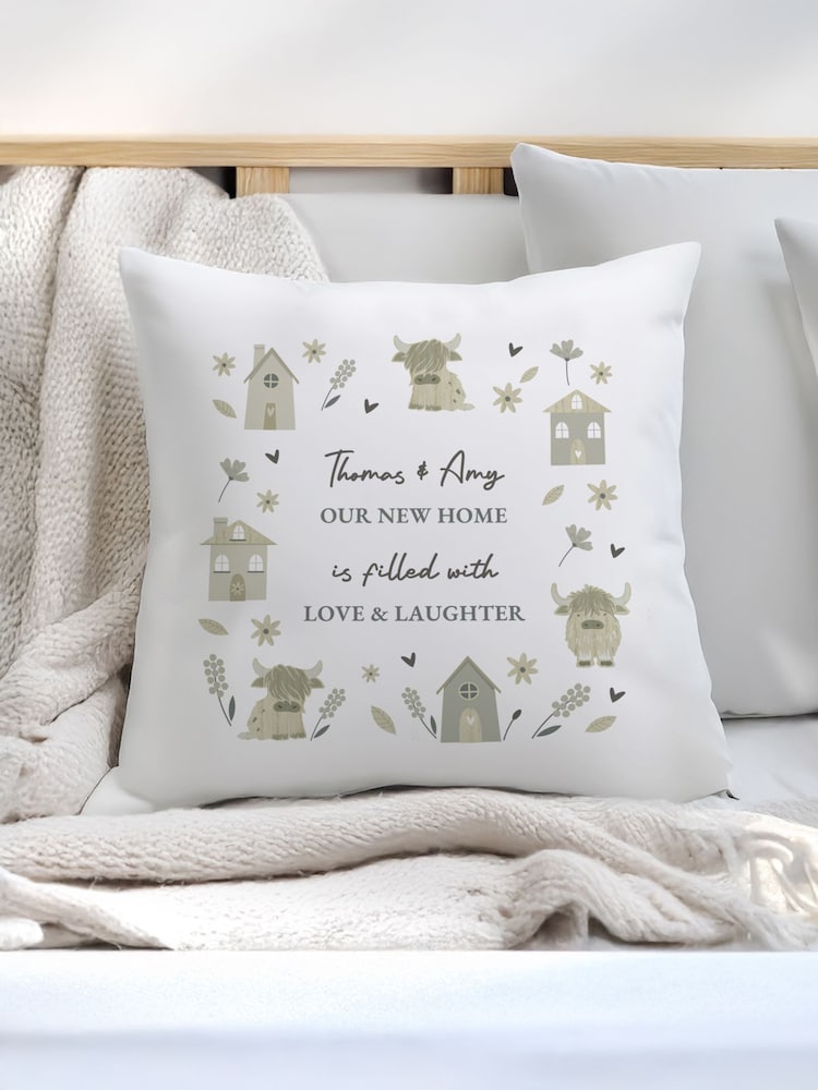 Personalised Highland Cow Cushion by PMC - Image 1 of 3