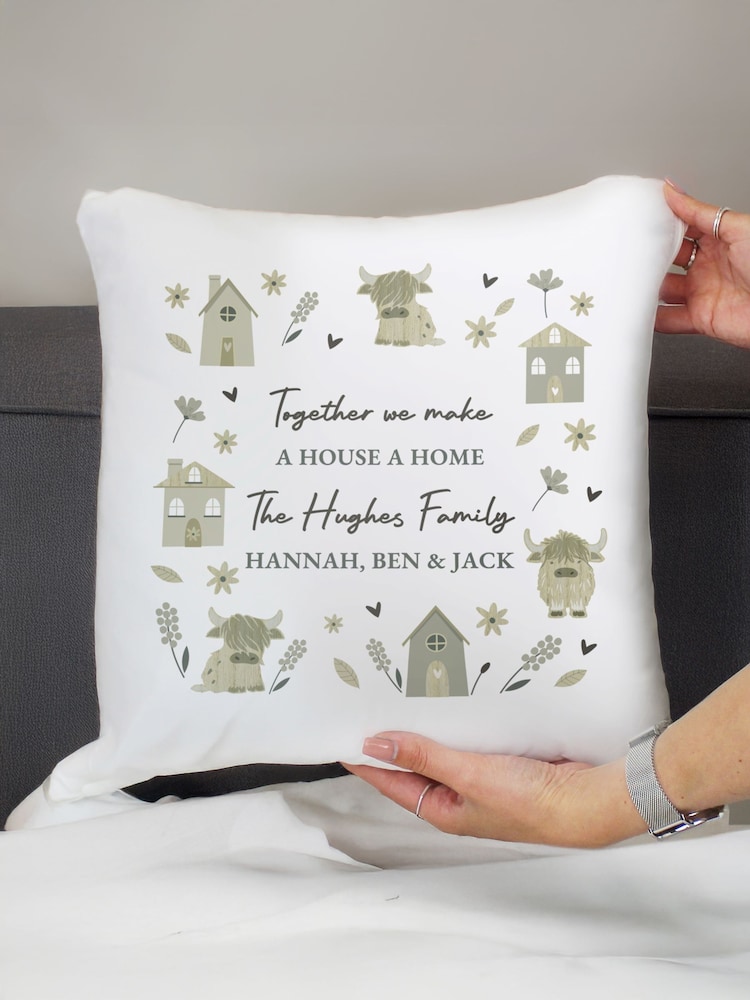 Personalised Highland Cow Cushion by PMC - Image 2 of 3