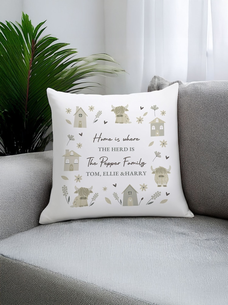 Personalised Highland Cow Cushion by PMC - Image 3 of 3