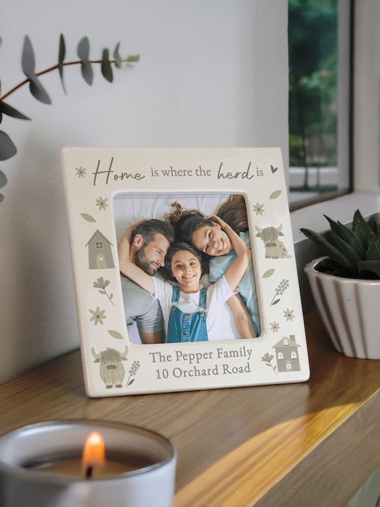 Personalised Highland Cow Photo Frame by PMC - Image 1 of 3