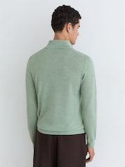 Reiss Minty Sage Green Blackhall Merino Wool Half-Zip Funnel-Neck Jumper - Image 5 of 7