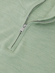 Reiss Minty Sage Green Blackhall Merino Wool Half-Zip Funnel-Neck Jumper - Image 7 of 7