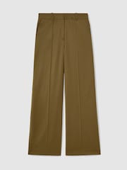 Reiss Khaki Adie Petite Wool-Blend Wide-Leg Trousers - Image 2 of 7