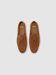 Reiss Camel Brown Harrison Suede Tassel Loafers - Image 4 of 6