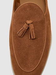 Reiss Camel Brown Harrison Suede Tassel Loafers - Image 6 of 6