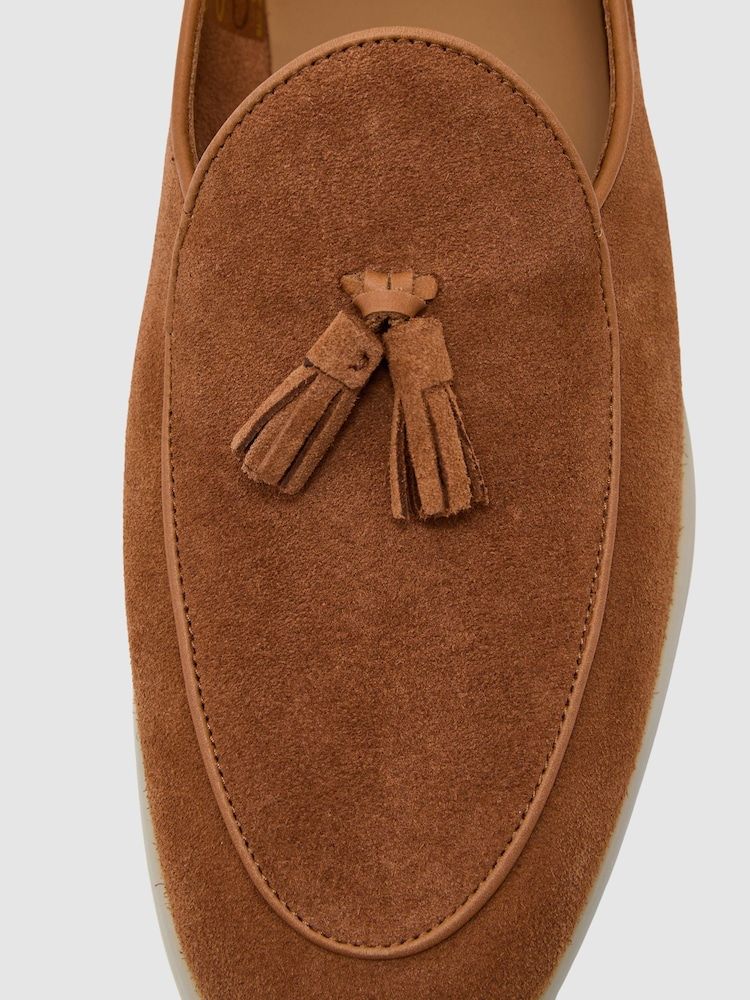Reiss Camel Brown Harrison Suede Tassel Loafers - Image 6 of 6 Reiss Camel Brown Harrison Suede Tassel Loafers - Image 6 of 6