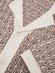 Reiss Tobacco Brown/Ecru Penn Cotton-Blend Geometric-Knit Shirt - Image 6 of 6