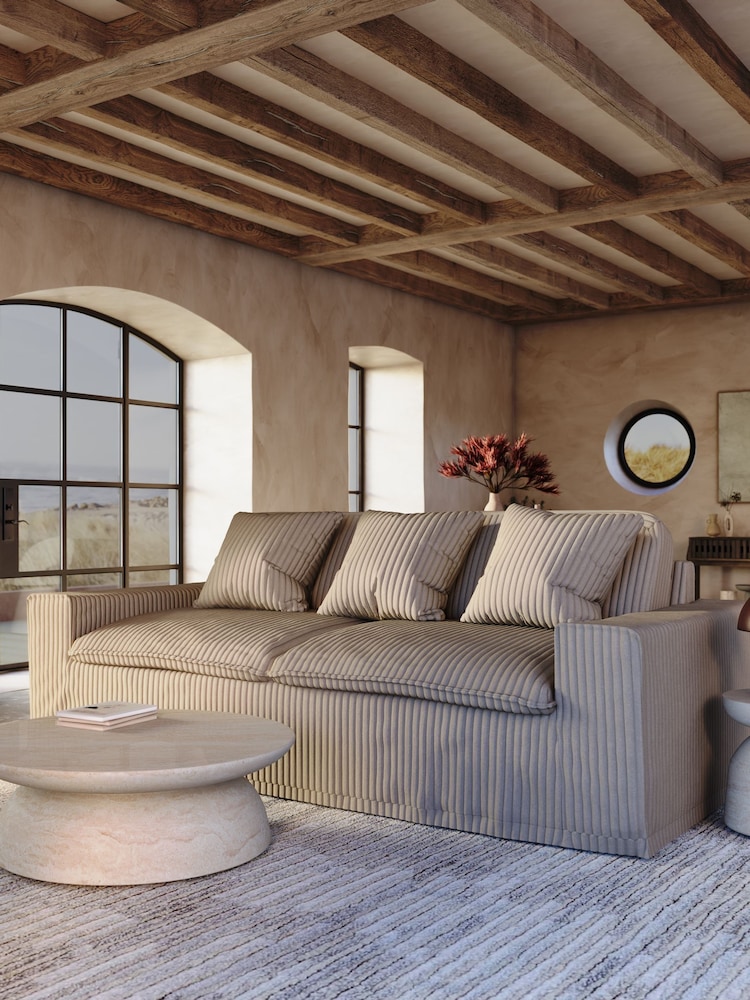 Abigail Ahern Silver Madison Mega 4 Seater Sofa - Image 1 of 4