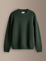 Green Signature Lambswool Rib Crew Neck Jumper - Image 1 of 3