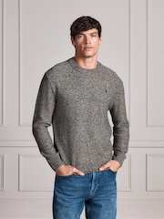 Green Signature Twisted Lambswool Stag Logo Crew Neck Jumper - Image 1 of 6