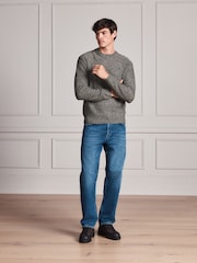 Green Signature Twisted Lambswool Stag Logo Crew Neck Jumper - Image 2 of 6