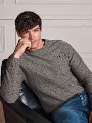 Green Signature Twisted Lambswool Stag Logo Crew Neck Jumper - Image 3 of 6