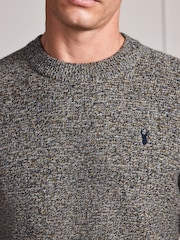 Green Signature Twisted Lambswool Stag Logo Crew Neck Jumper - Image 5 of 6