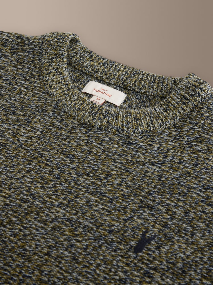 Verde - Signature Twisted Lambswool Stag Logo Crew Neck Jumper - Imaginea 9 din 9