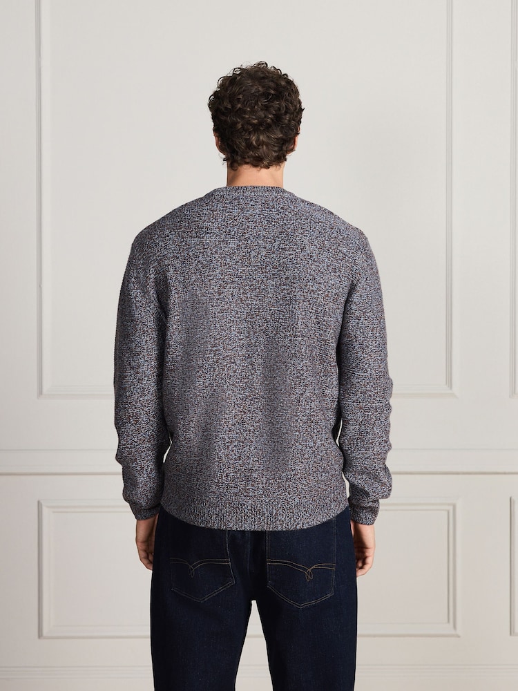 Blue Signature Twisted Lambswool Stag Logo Crew Neck Jumper - Image 2 of 7 Blue Signature Twisted Lambswool Stag Logo Crew Neck Jumper - Image 2 of 7