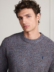 Blue Signature Twisted Lambswool Stag Logo Crew Neck Jumper - Image 3 of 7