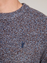 Blue Signature Twisted Lambswool Stag Logo Crew Neck Jumper - Image 5 of 7