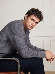 Blue Signature Twisted Lambswool Stag Logo Crew Neck Jumper - Image 6 of 7