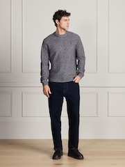 Blue Signature Twisted Lambswool Stag Logo Crew Neck Jumper - Image 7 of 7