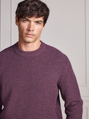 Purple Signature Lambswool Rib Crew Neck Jumper - Image 1 of 9